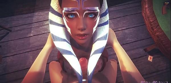  Starwars Hentai POV Ahsoka 3D 4D - blowjob and fucked cowgirl stily with creampie